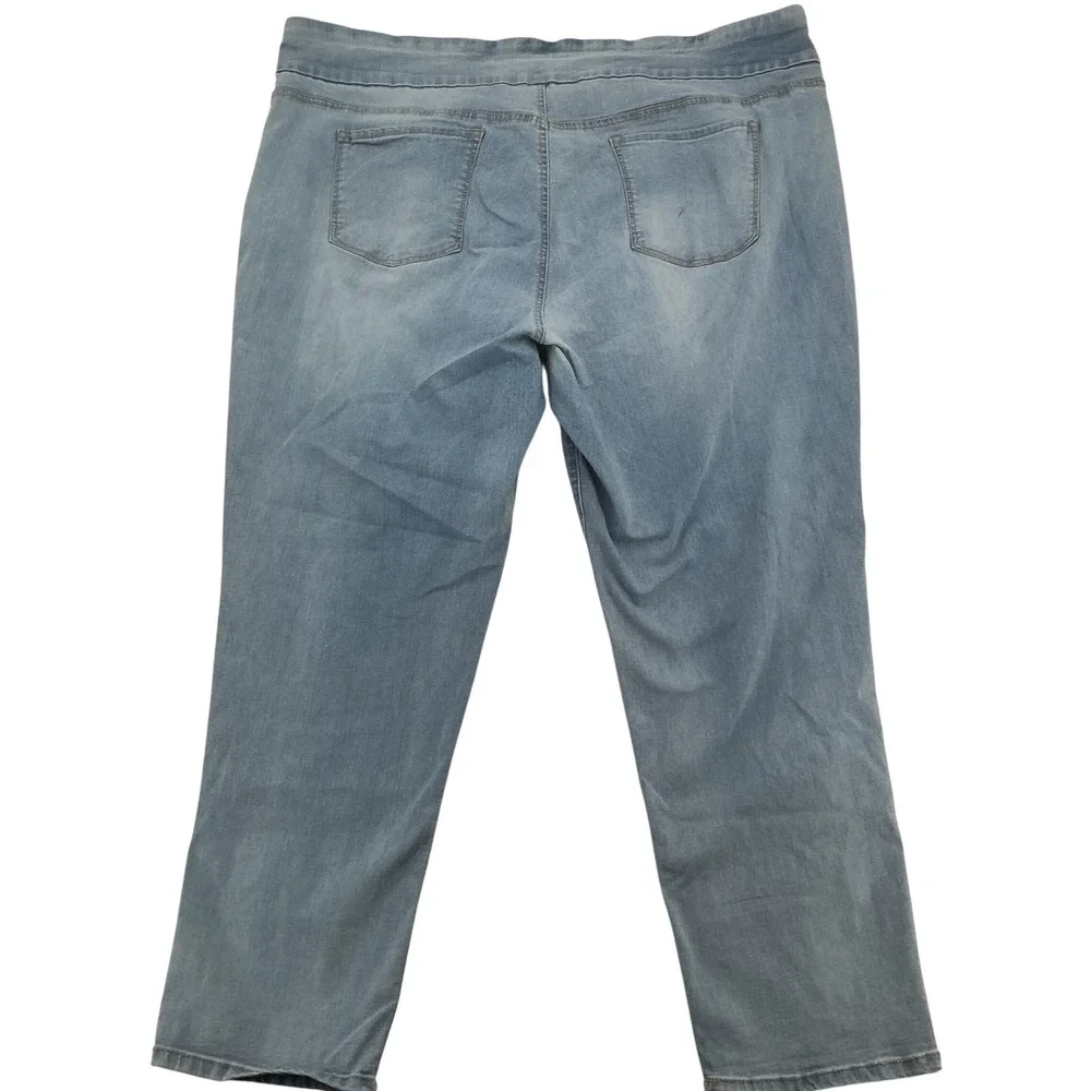 Gloria Vanderbilt Amanda Pull On Jeans Womens 26W Light Wash High Rise Tapered